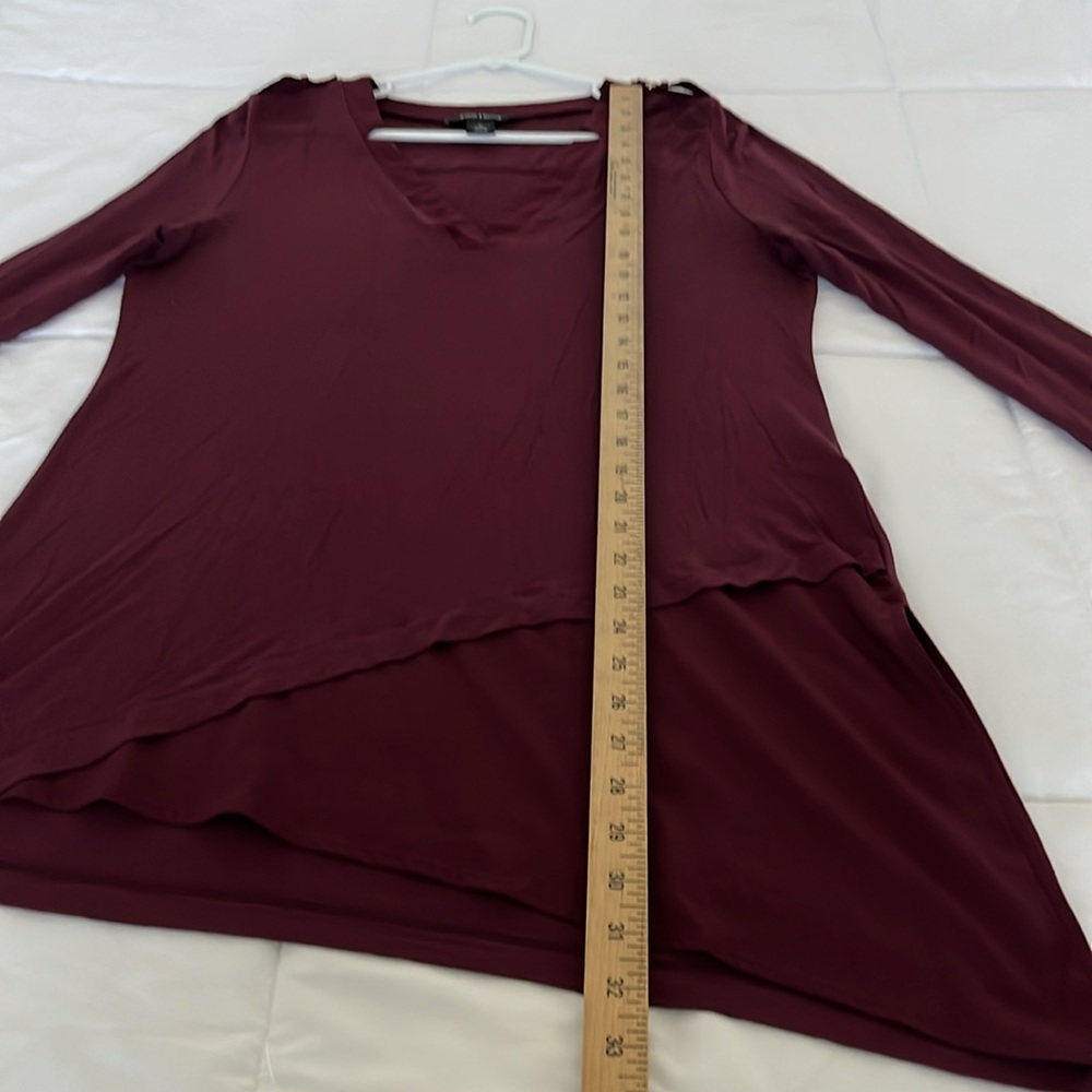 WHITE HOUSE BLACK MARKET Size M Women's KNIT TUNIC TOP LONG SLEEVE BURGUNDY - Picture 4 of 8